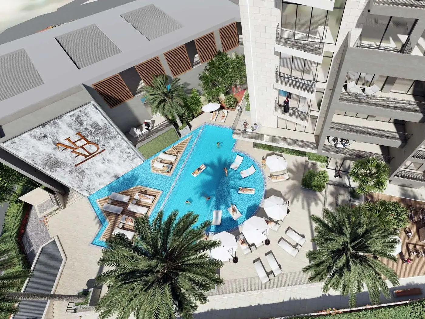 The pool from above, Ahad Residences